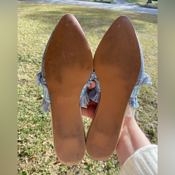 Michelle McDowell Blue Greek Key Raffia Mules — Size 7 - Picture 10 of 13